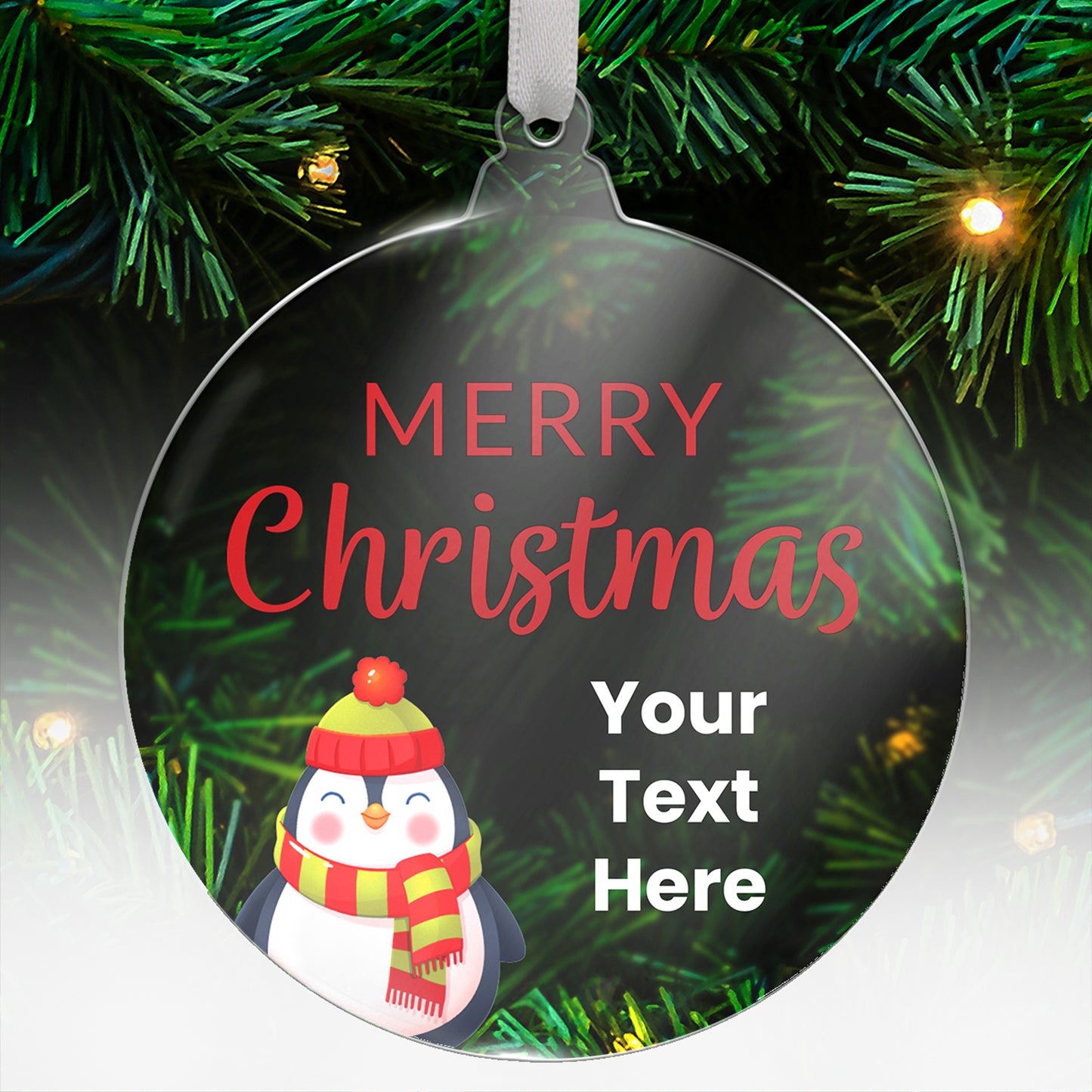 Personalised Christmas Penguin Bauble - 75mm