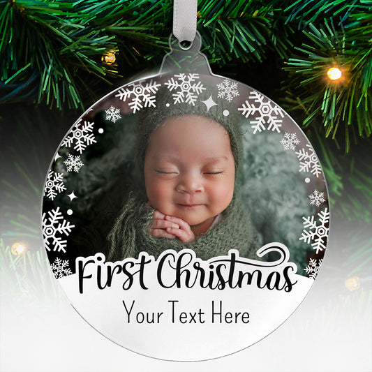 Upload Your Own Photo First Christmas Bauble - 80mm