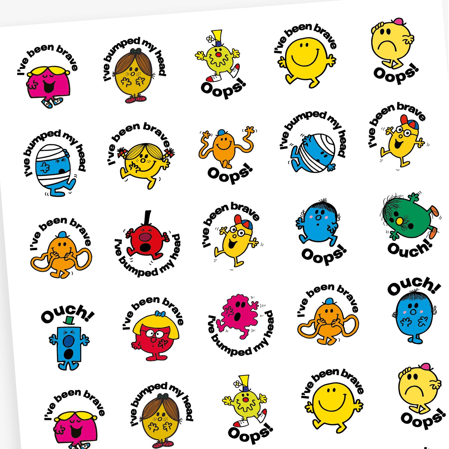 35 Mr Men & Little Miss First Aid Stickers - 37mm