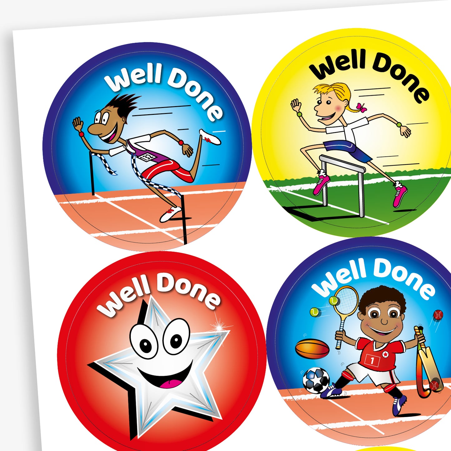 Well Done Sports Day Stickers - 37mm