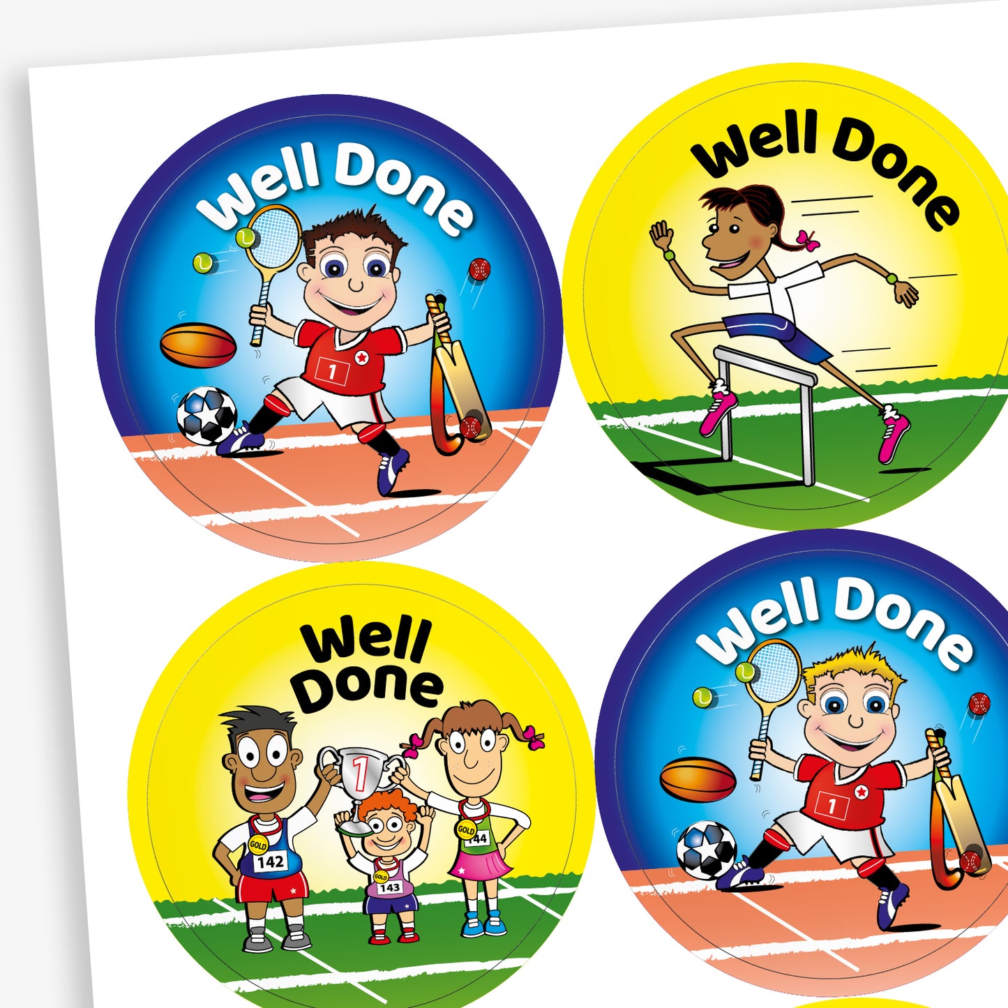 Well Done Sports Day Stickers - 37mm