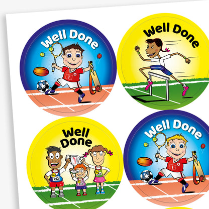 Well Done Sports Day Stickers - 37mm