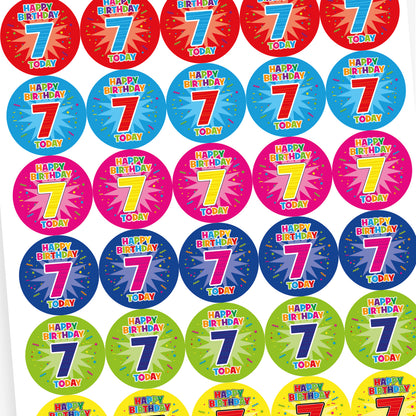 35 Happy Birthday 7 Today Stickers - 37mm