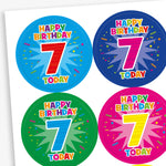 35 Happy Birthday 7 Today Stickers - 37mm