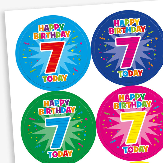 35 Happy Birthday 7 Today Stickers - 37mm