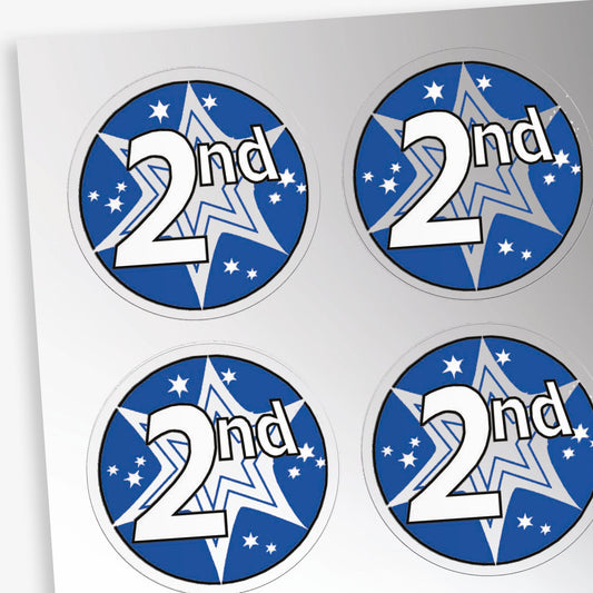 35 Metallic 2nd Place Stickers - 37mm
