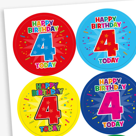 35 4th Birthday Stickers - 37mm