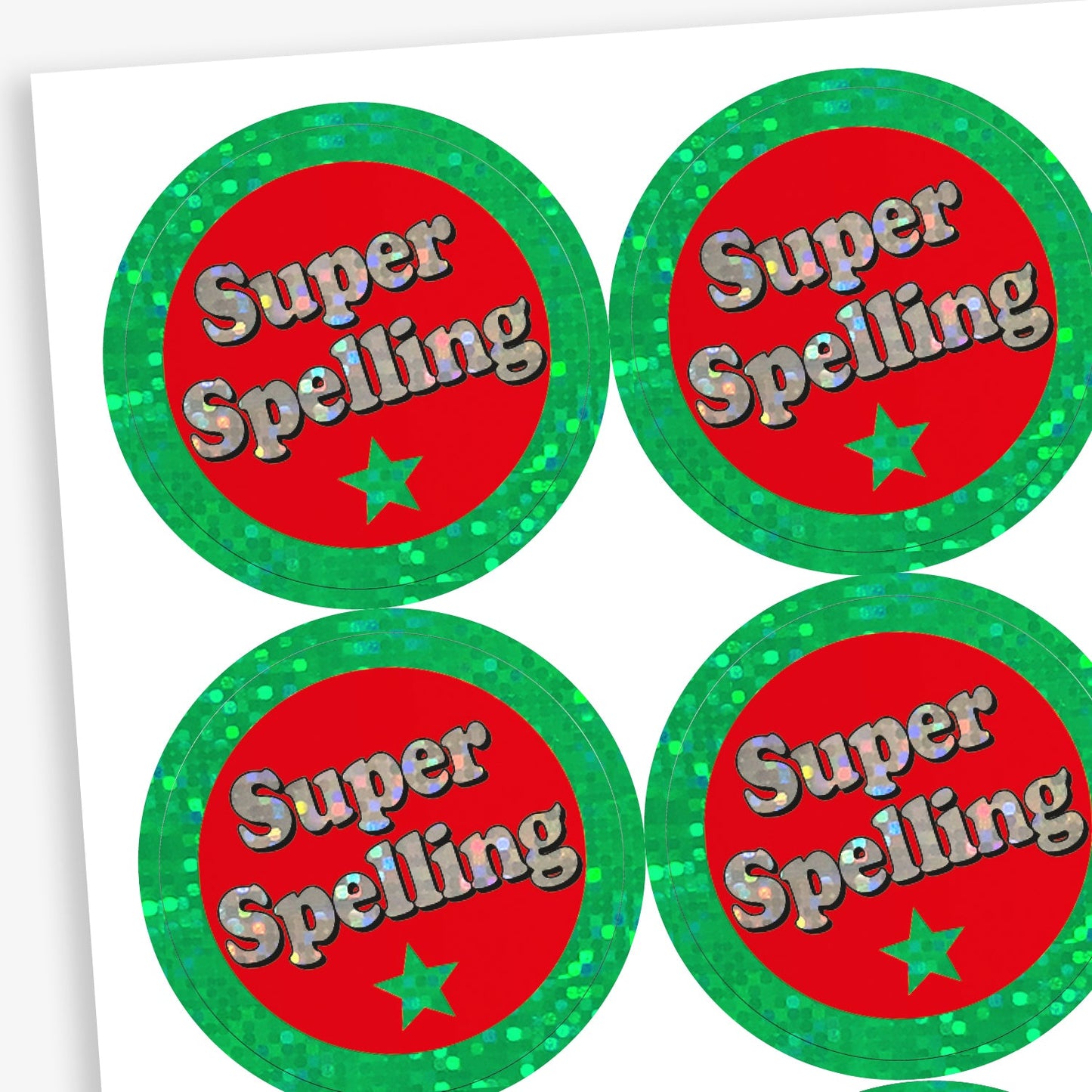 35 Holographic Super Spelling Stickers - 37mm