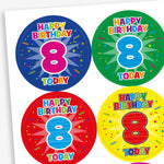 35 8th Birthday Stickers - 37mm