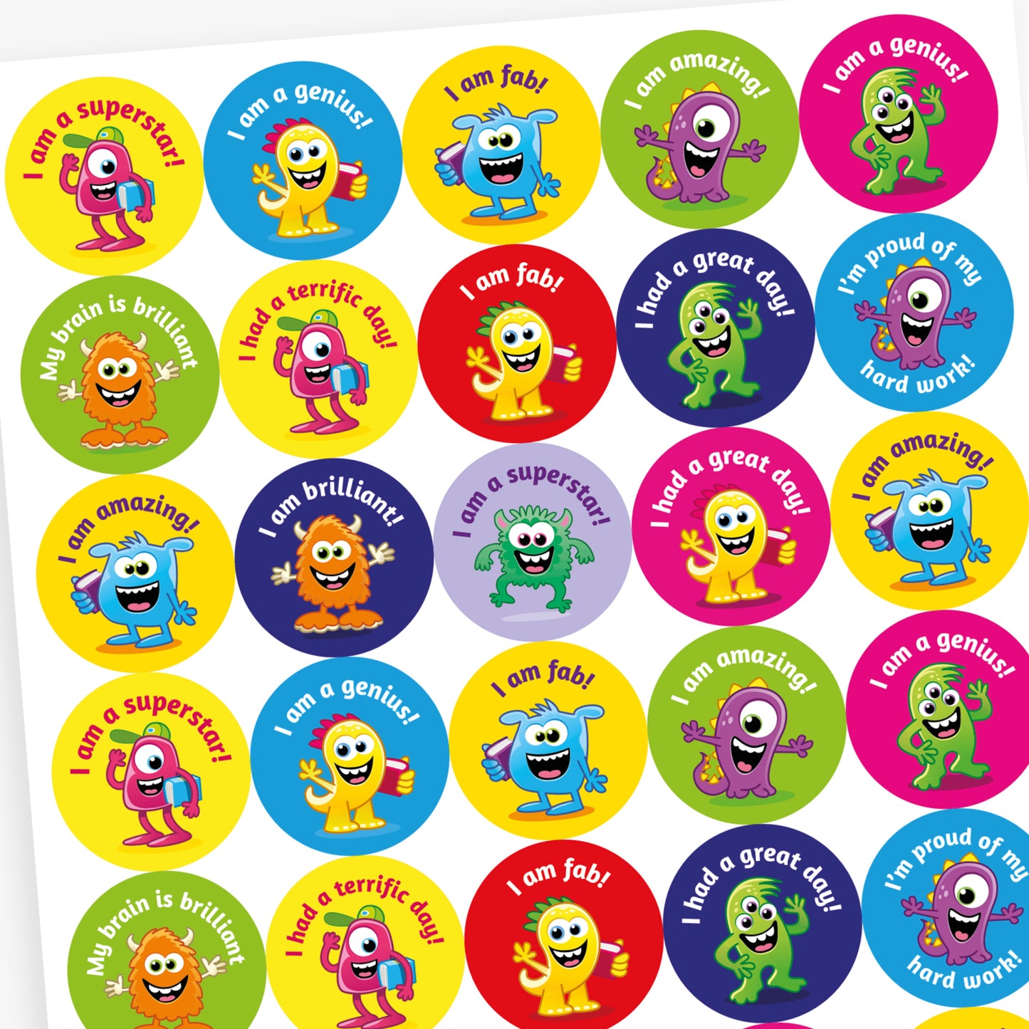 35 Growth Mindset Praise Stickers - 37mm