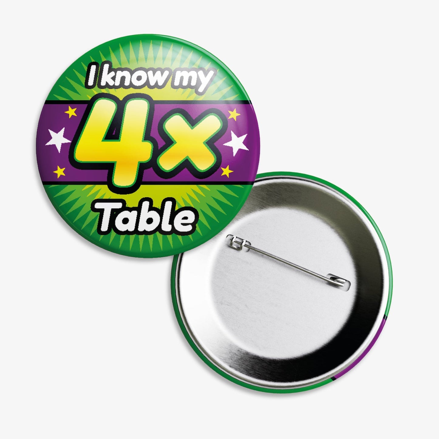 10 I Know My 4x Times Tables Badges - 38mm