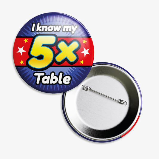 10 I Know My 5x Times Tables Badges - 38mm