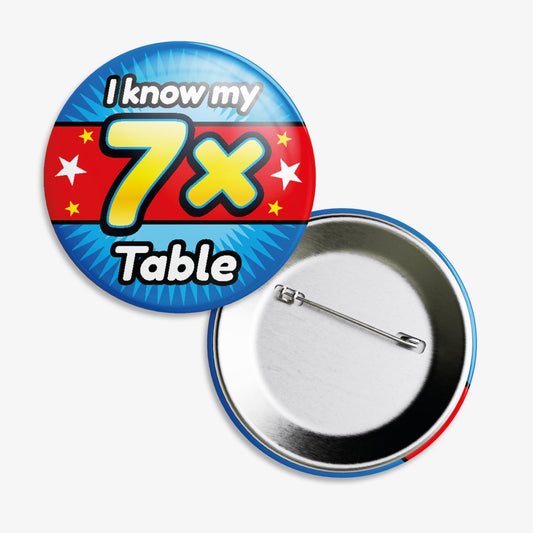 10 I Know My 7x Times Tables Badges - 38mm