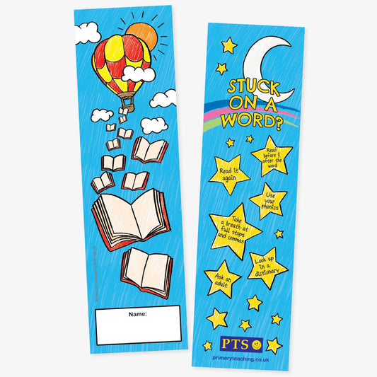 30 Stuck on a Word Hot Air Balloon Bookmarks