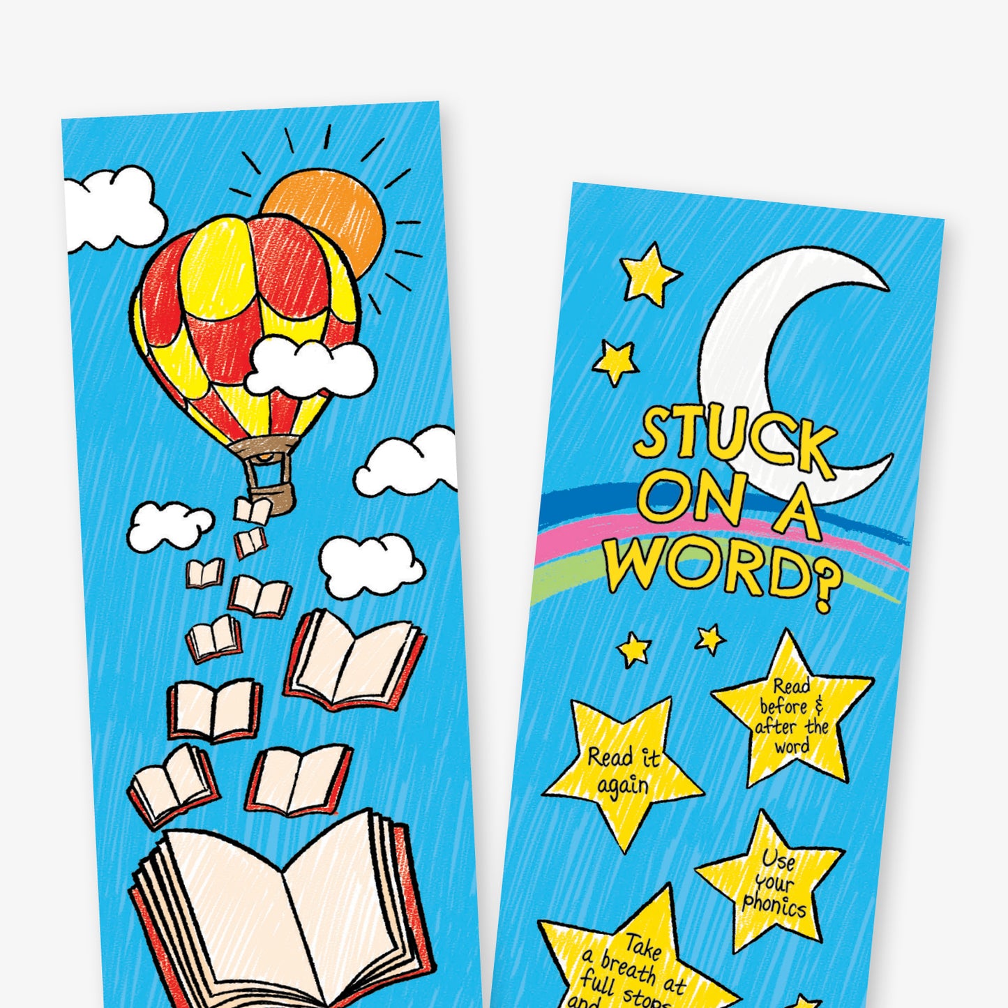 30 Stuck on a Word Hot Air Balloon Bookmarks