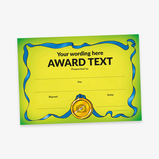 Personalised Medal Certificate – Green - A5
