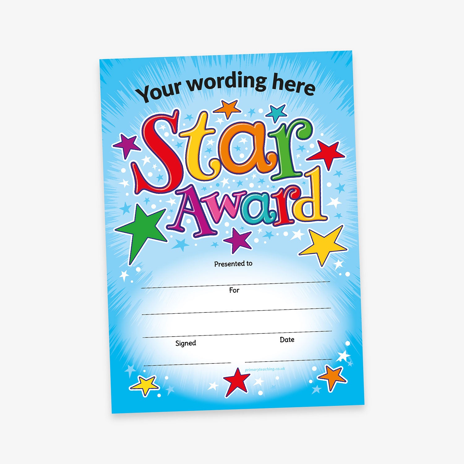 Personalised Star Award Certificate | A5 | Portrait