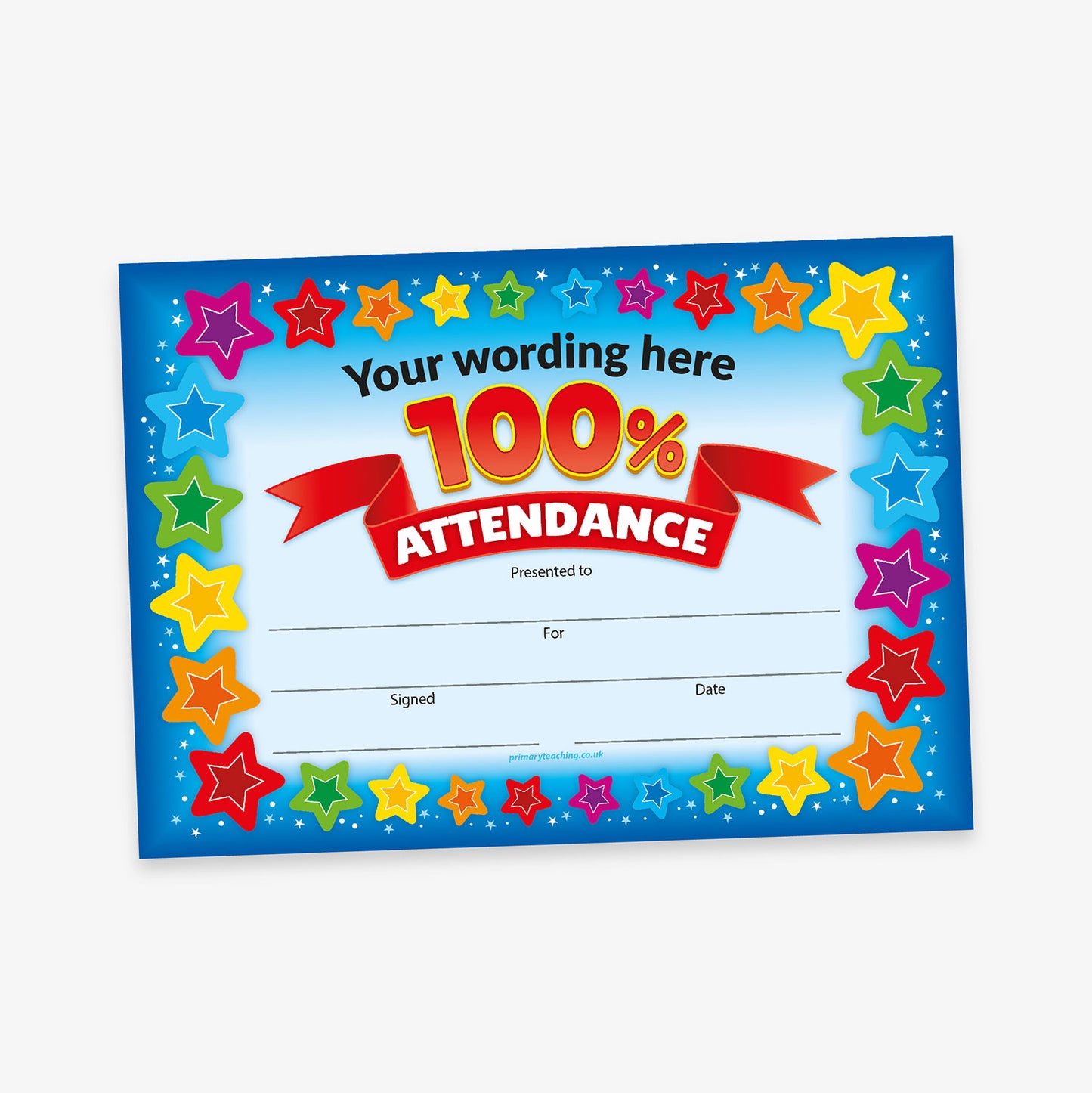 Personalised 100% Attendance Certificate - A5