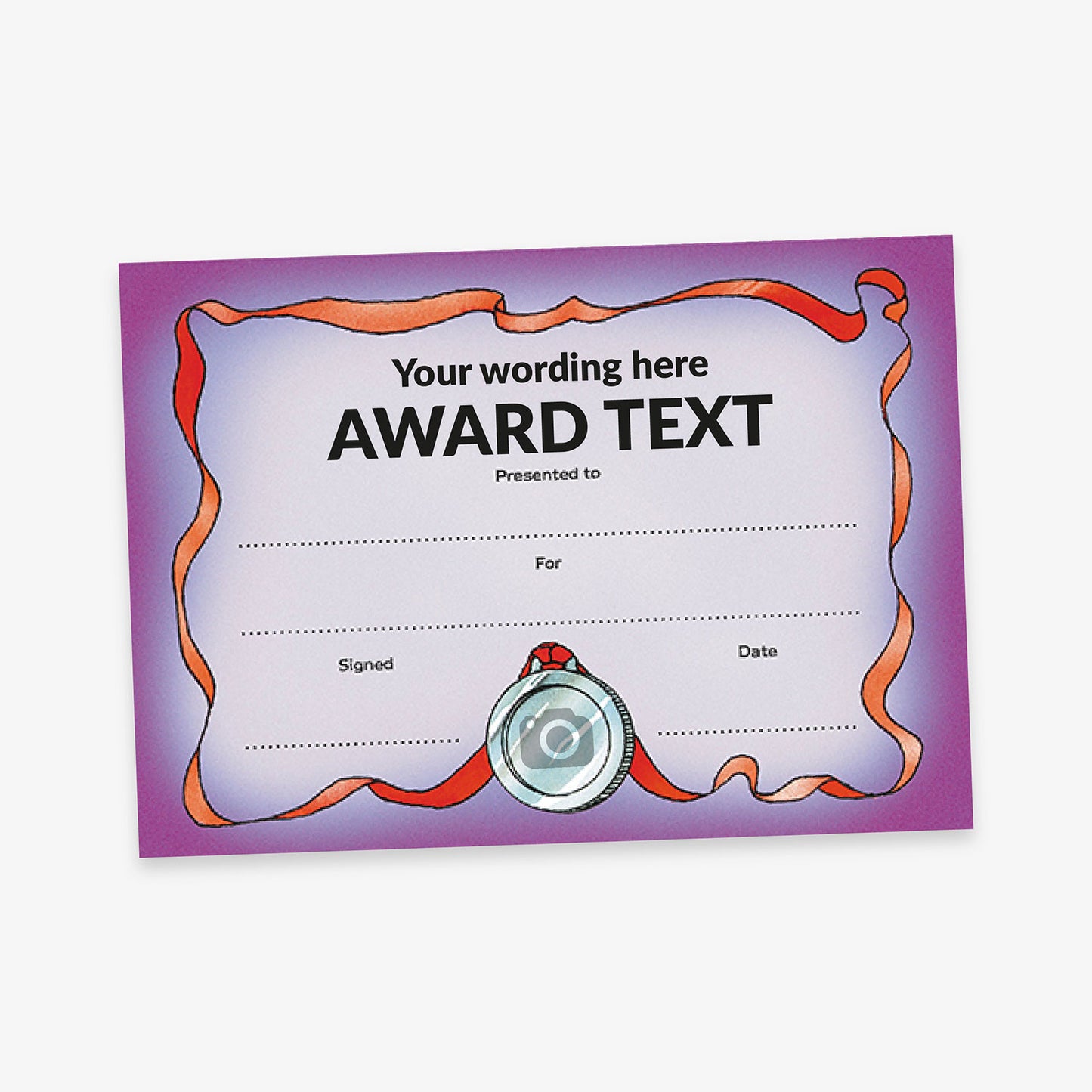 Personalised Medal Certificate – Purple - A5