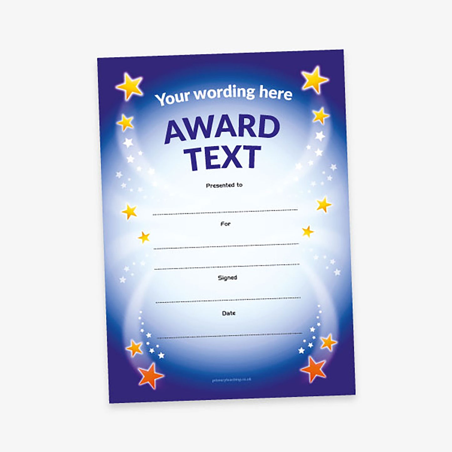 Personalised Star Certificate - Blue - A5