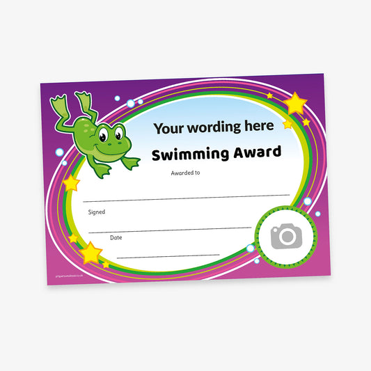 Personalised Swimming Frog Certificate - A5