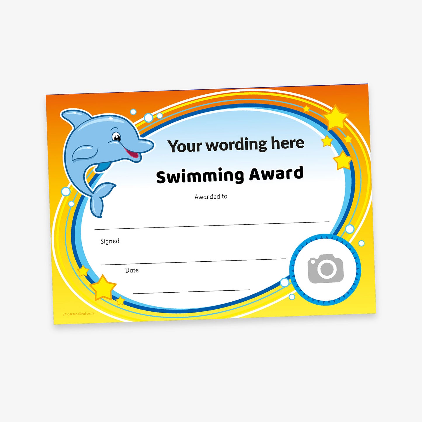 Personalised Swimming Dolphin Certificate - A5