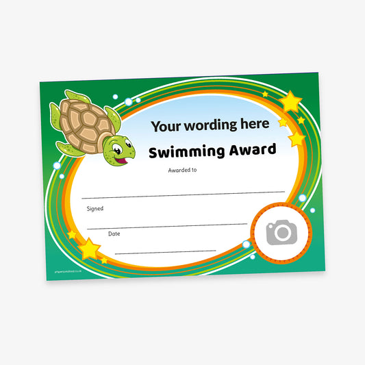 Personalised Swimming Turtle Certificate - A5