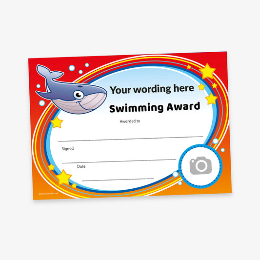 Personalised Swimming Whale Certificate - A5