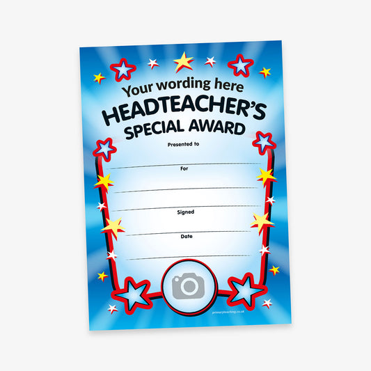 Personalised Headteacher's Special Award Portrait Certificate - A5