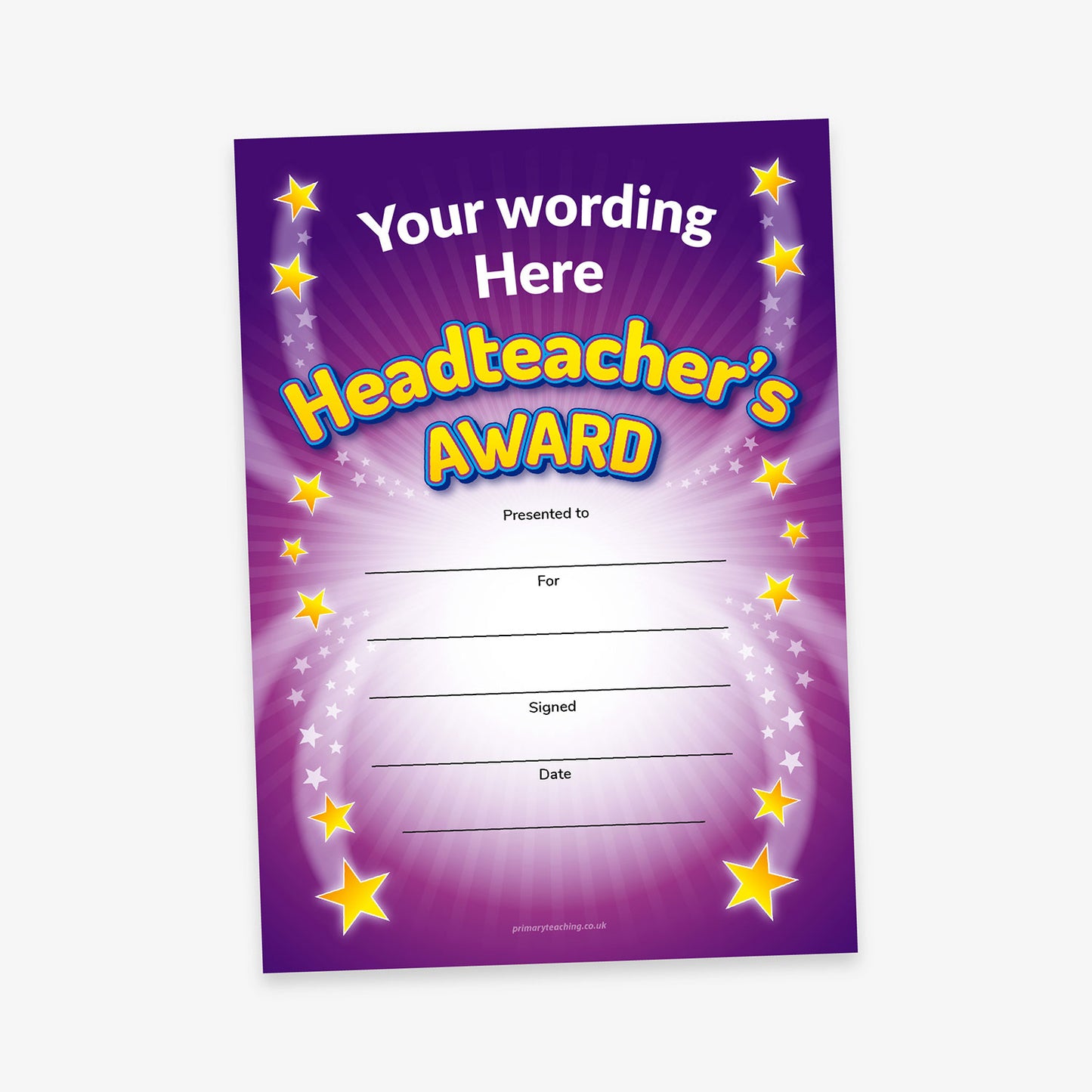 Personalised Headteacher's Award Certificate - A5