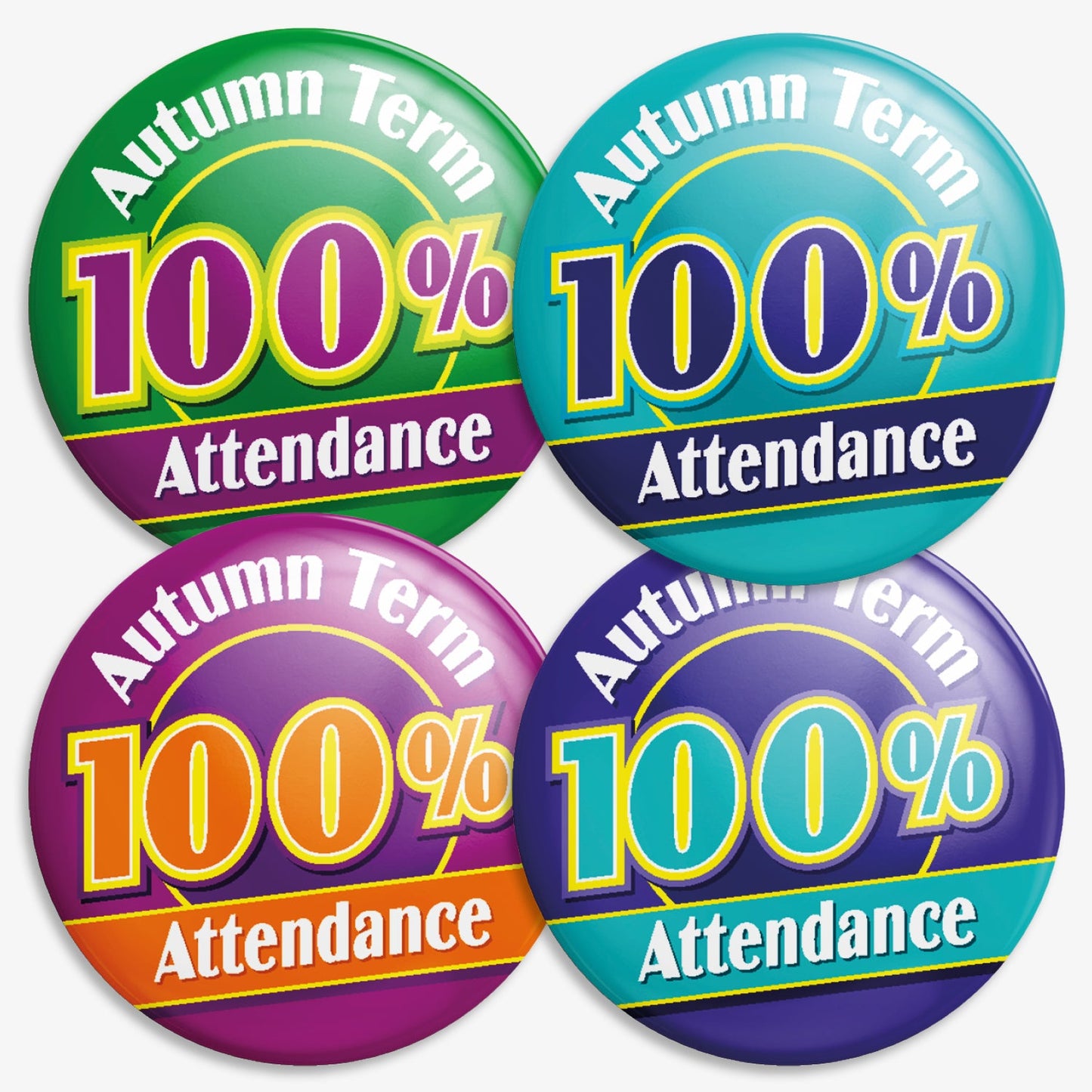 40 Autumn Term 100% Attendance Badges - 38mm