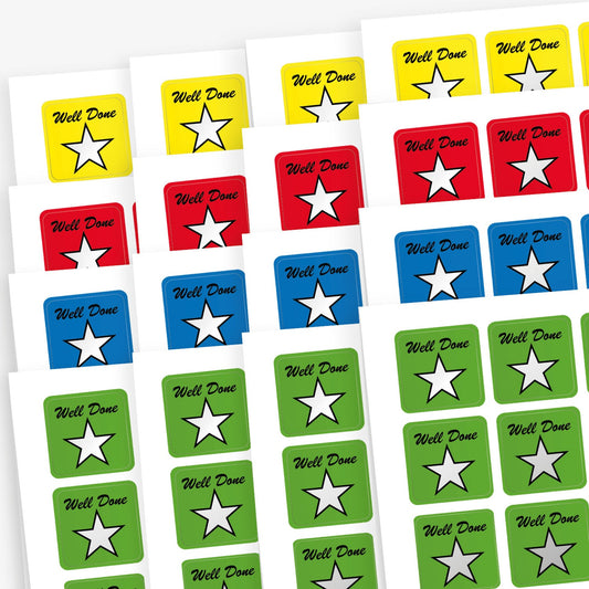 4480 Metallic Well Done Stars Stickers - 16mm