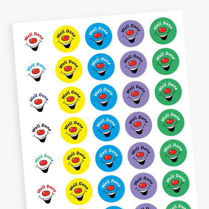35 Smiley Well Done Stickers - 20mm