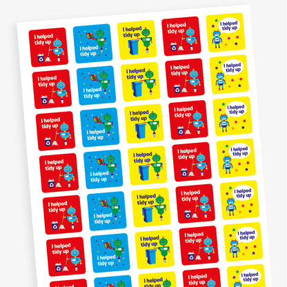 35 Tidy Up Robot Stickers - 20mm