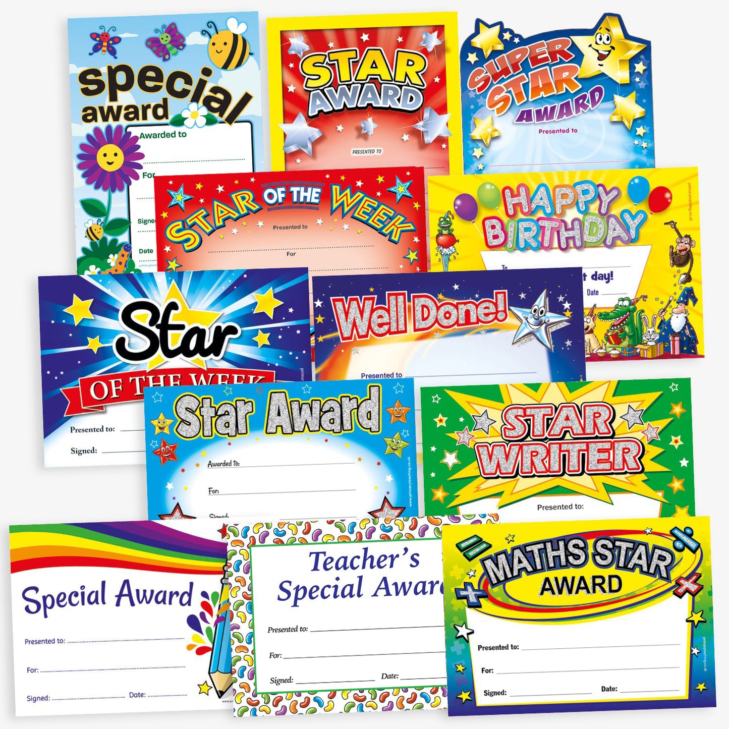 12 Assorted Sample Certificates - A5