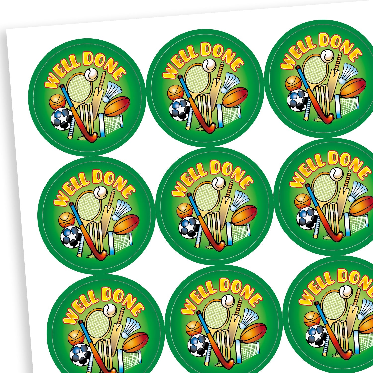 'Well Done' Sports Stickers | 25mm | Multicoloured | x 30