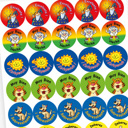 35 Spanish Phrase Stickers - 37mm