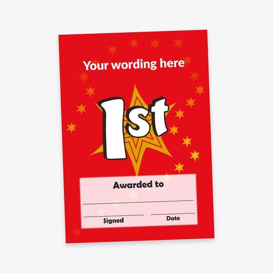 Personalised 1st Place Certificate - A5