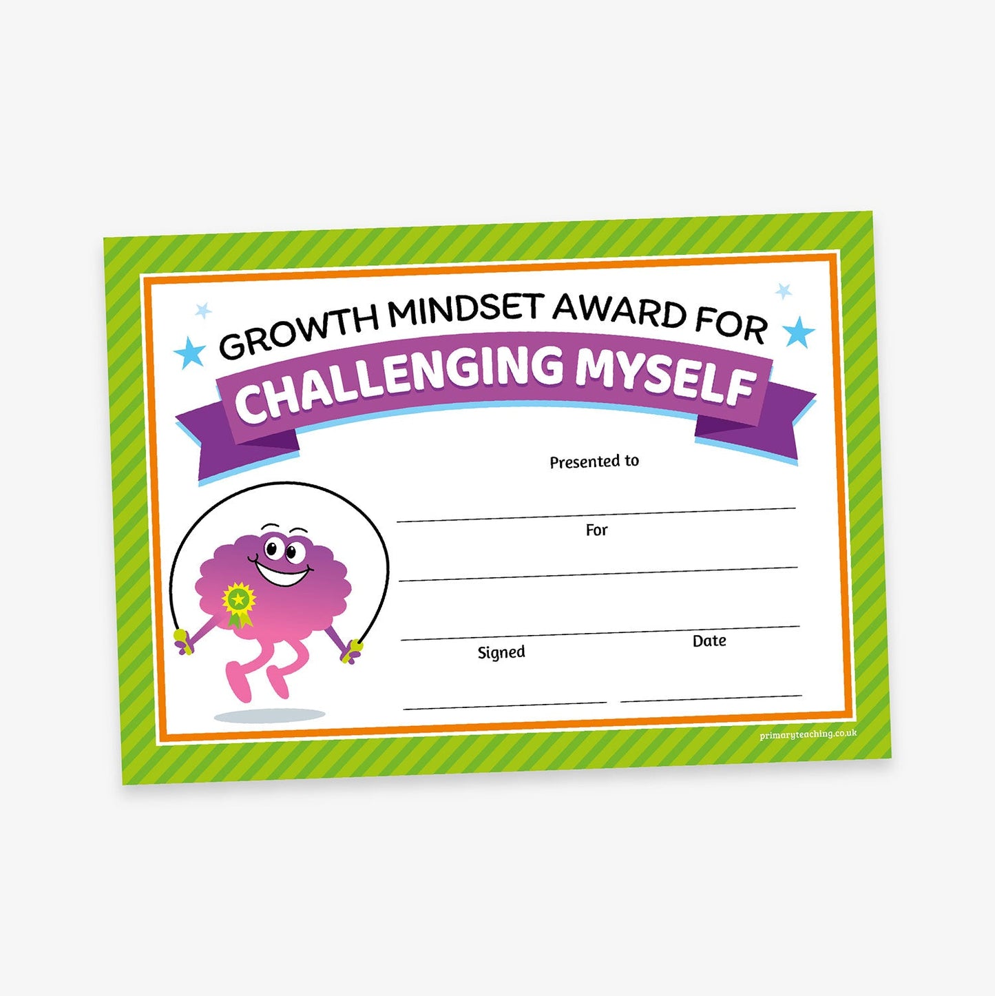 20 Challenging Myself Growth Mindset Certificates - A5