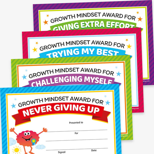 20 Growth Mindset Certificates - A5