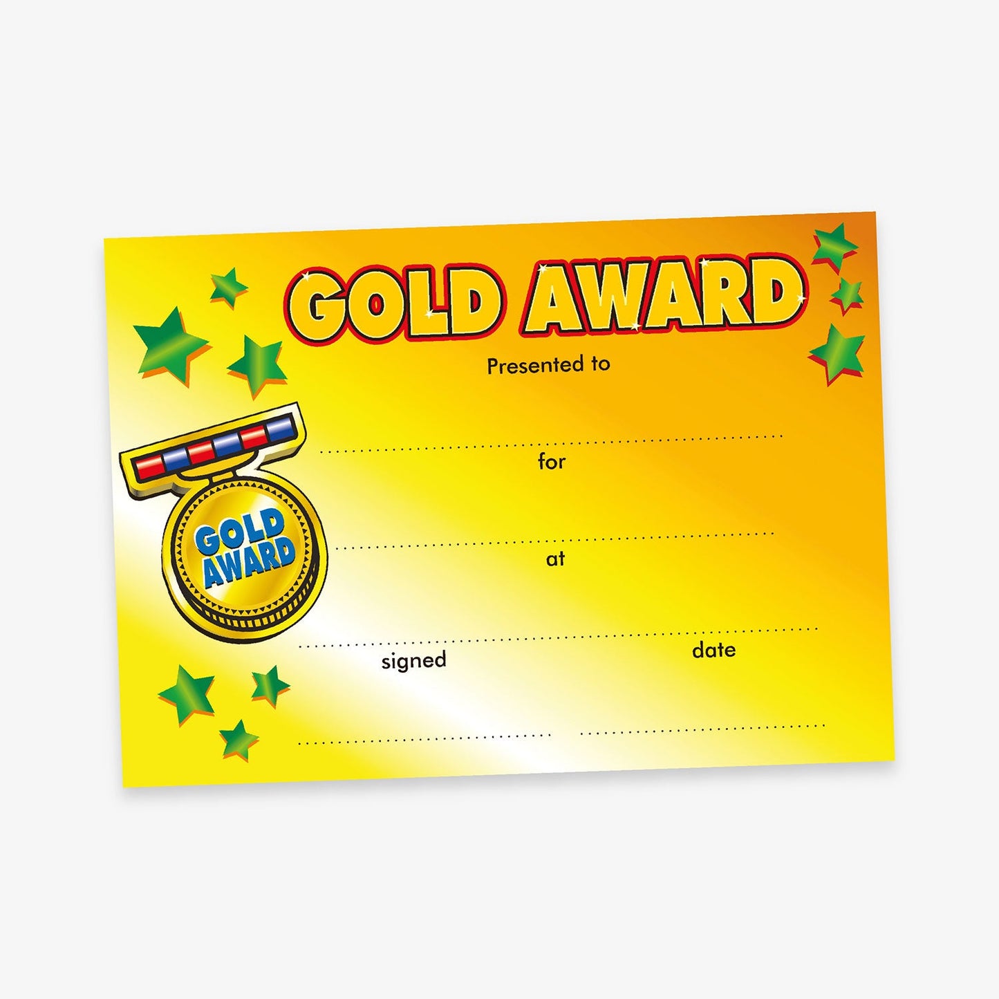 20 Gold Award Certificates - A5