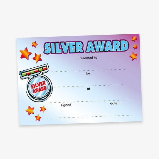 20 Silver Award Medal Certificates - A5