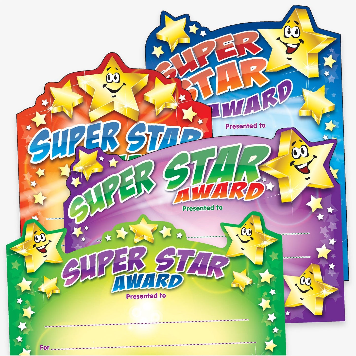 20 Super Star Award Shaped Certificates - A5