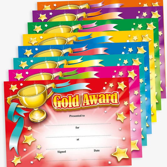 48 Gold Award Certificates - A5