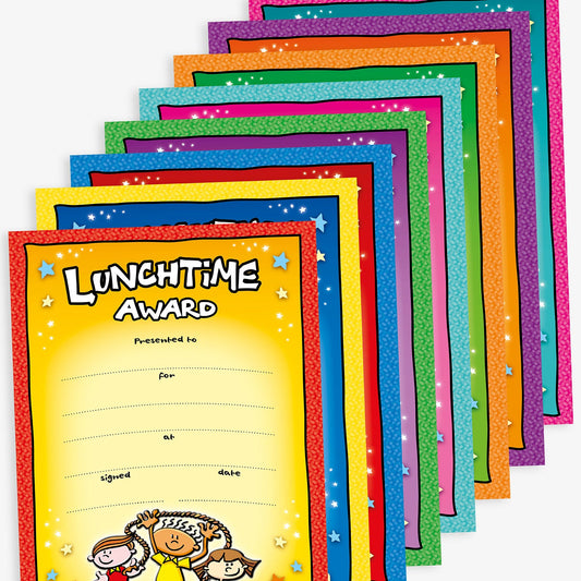 48 Lunchtime Award Children Character Certificates - A5