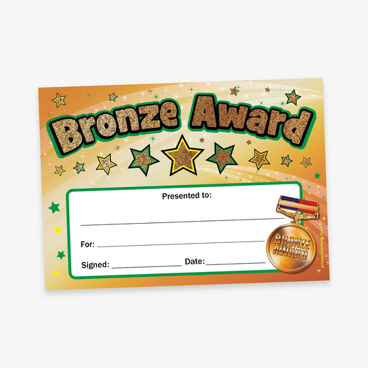 Holographic Bronze Award Certificates - A5