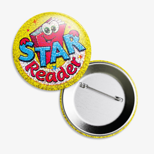 10 Holographic Star Reader Badges - 38mm