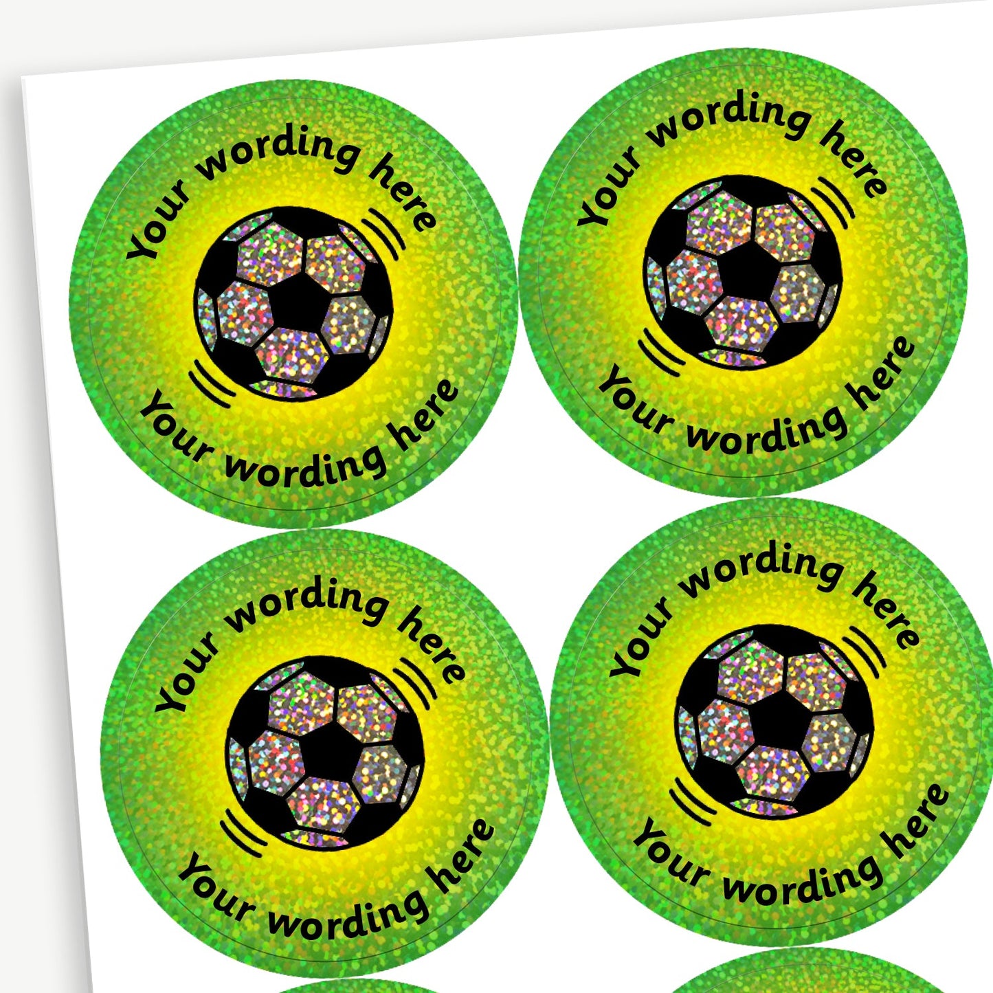 70 Personalised Holographic Football Stickers - 37mm