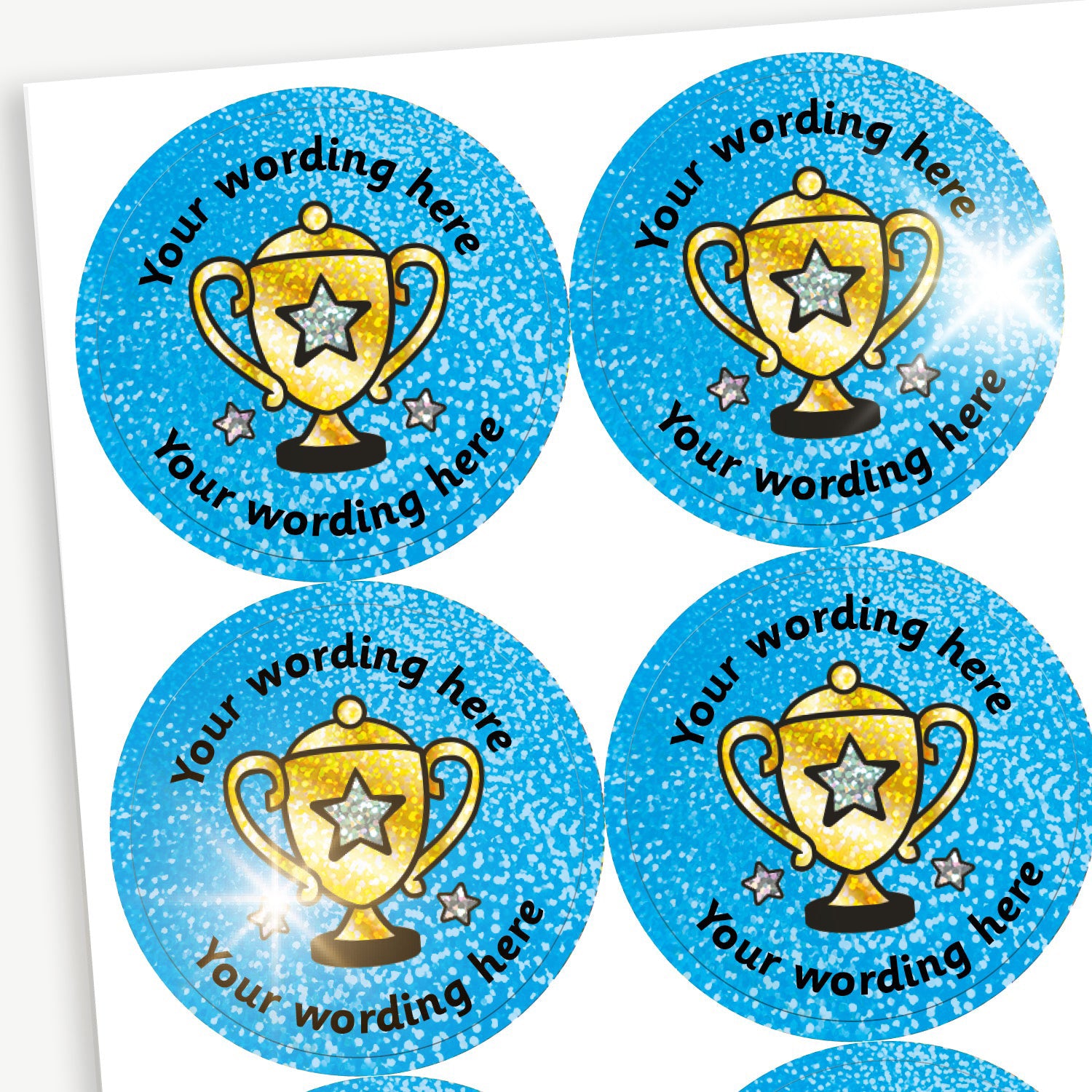 Personalised Holographic Trophy Stickers | 37mm | x 70