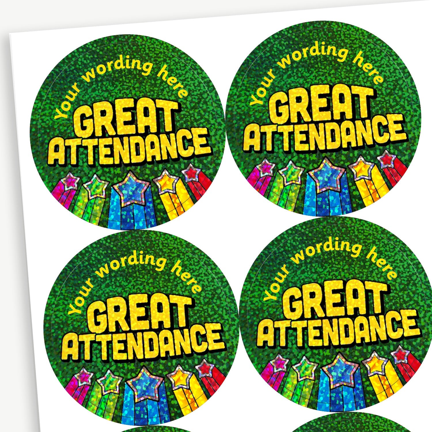 Holographic Great Attendance Award Stickers | Personalised